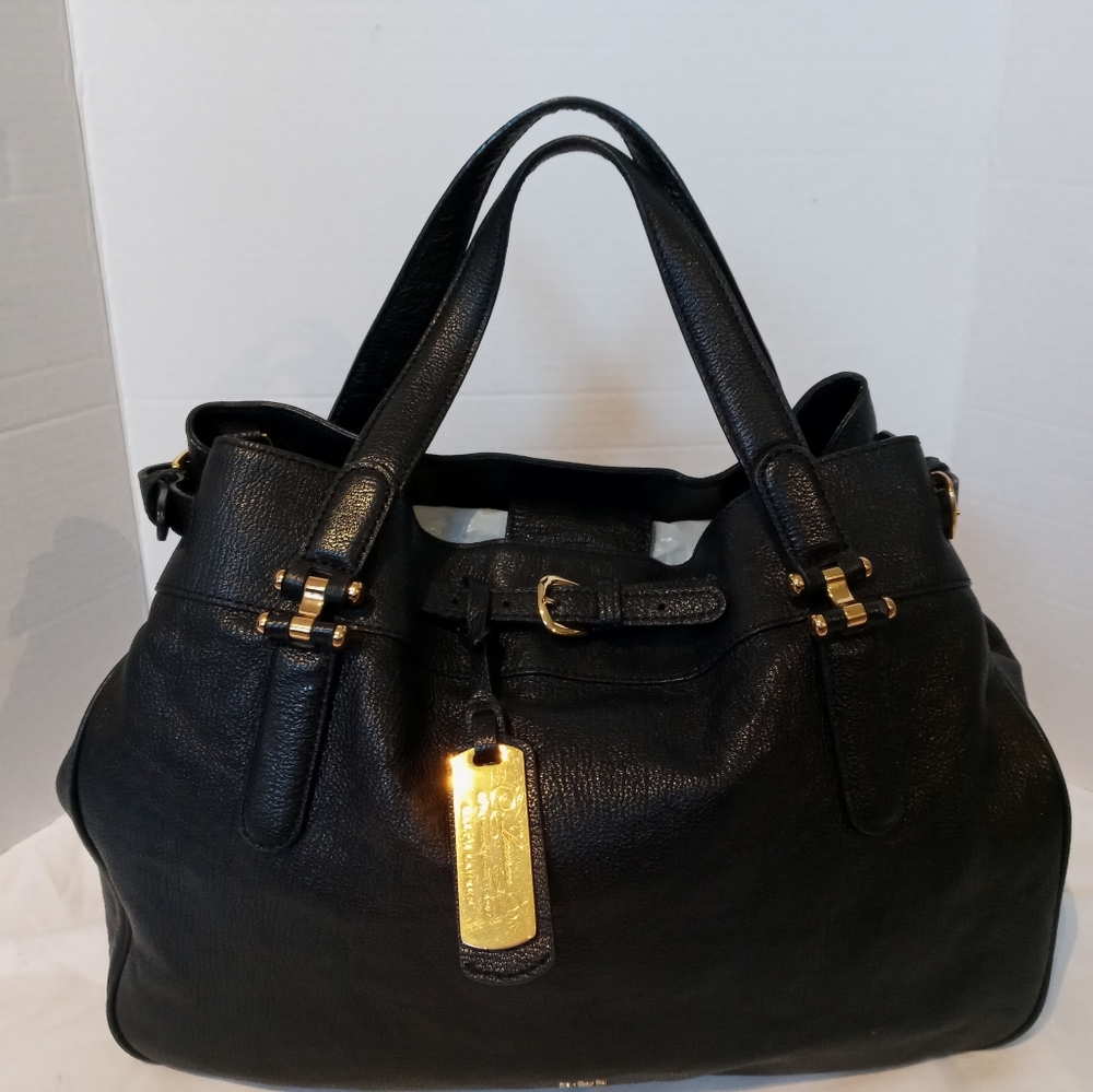 Original Ralph Lauren XL Black Leather Satchel Shoulder Bag